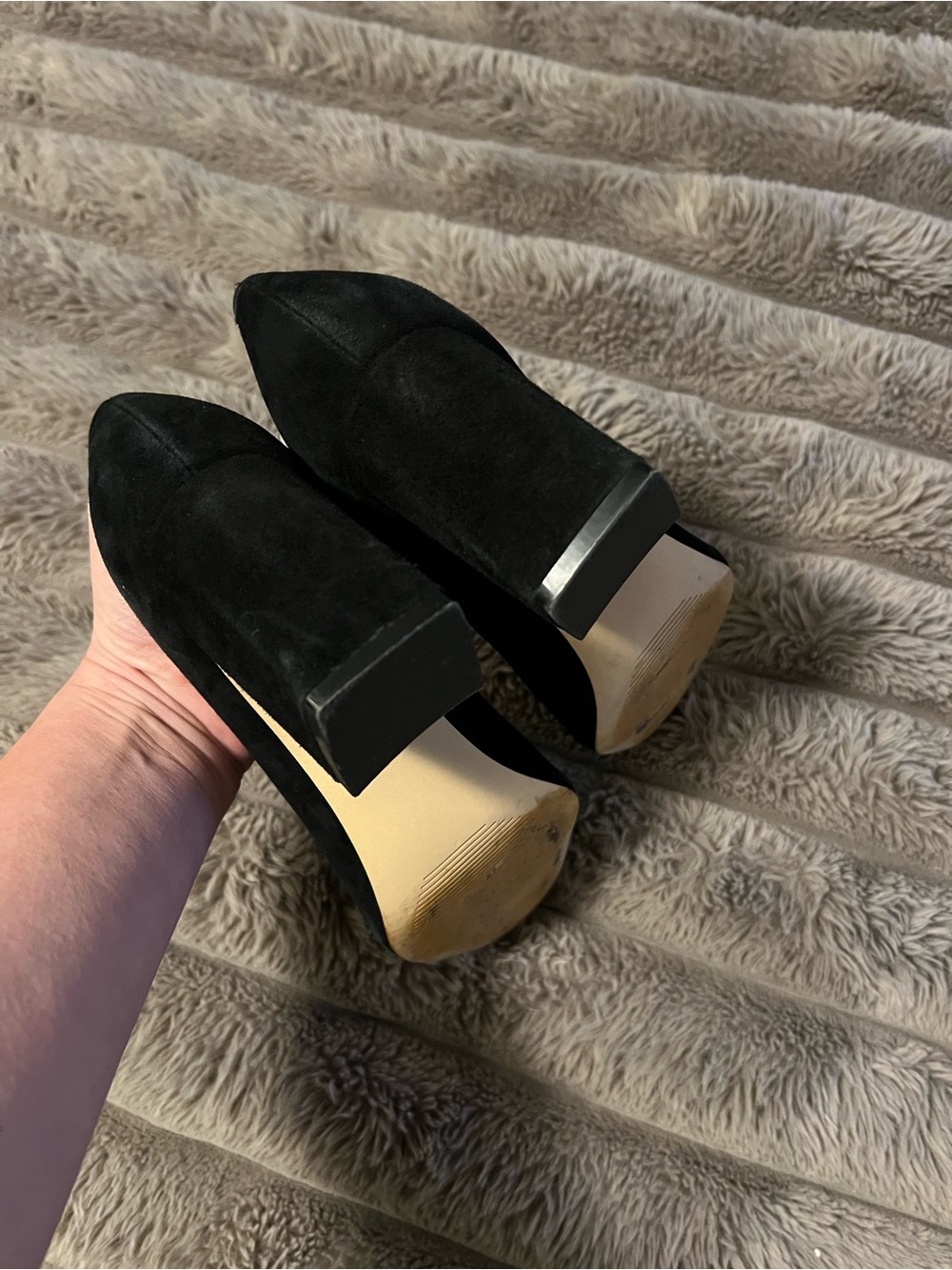 Marc Fisher Black Block Suede Heel Pumps - Picture 4 of 5
